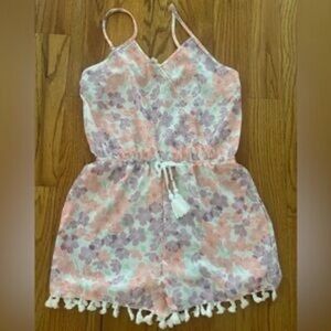 Girls Miken Swim coverup Floral Romper Pink Lavender
